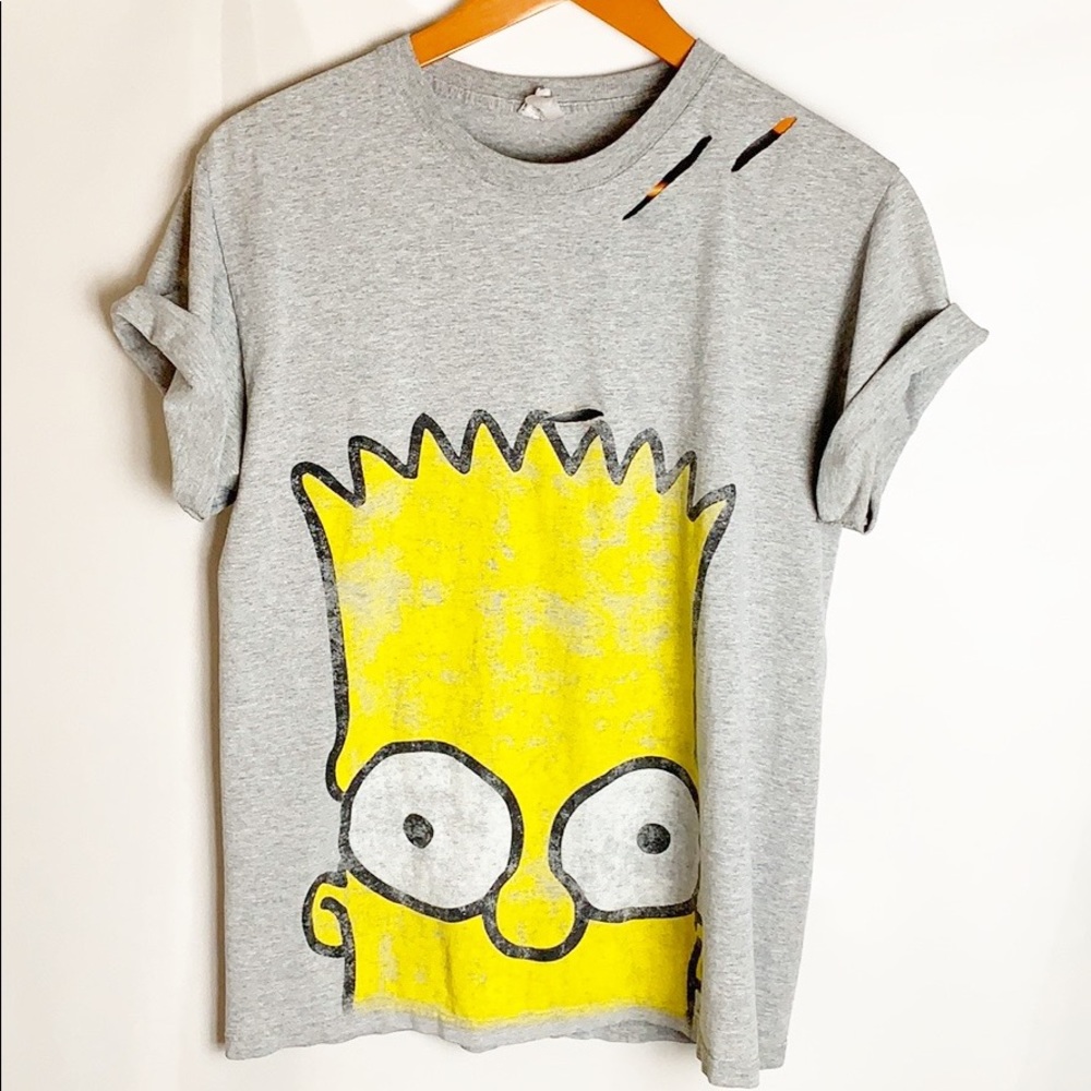 The Simpsons Bart Distressed Tee Gray Size Medium